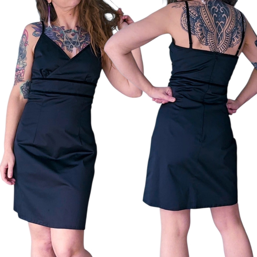 Jacob Connection Stretch Satin crossover front little black dress size 7/8